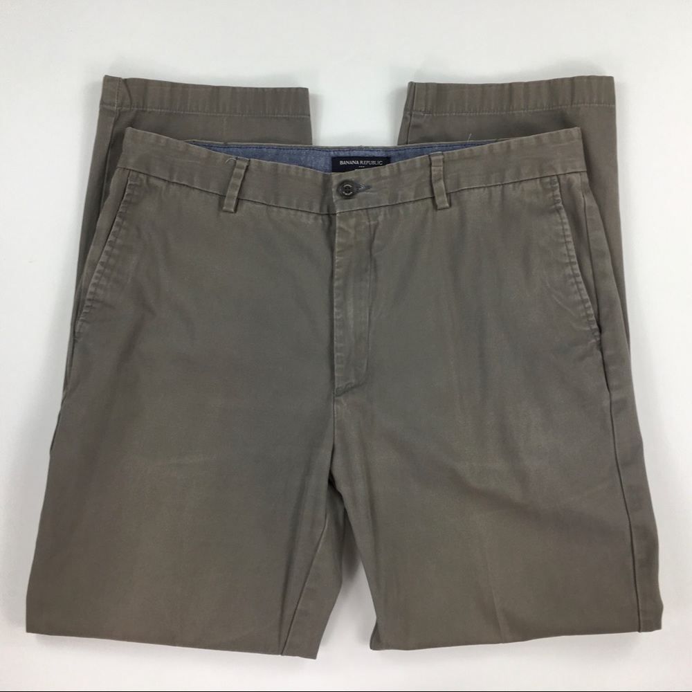 Banana Republic Mens Green Emerson Chino Pants 36 x 32 - 100% Cotton